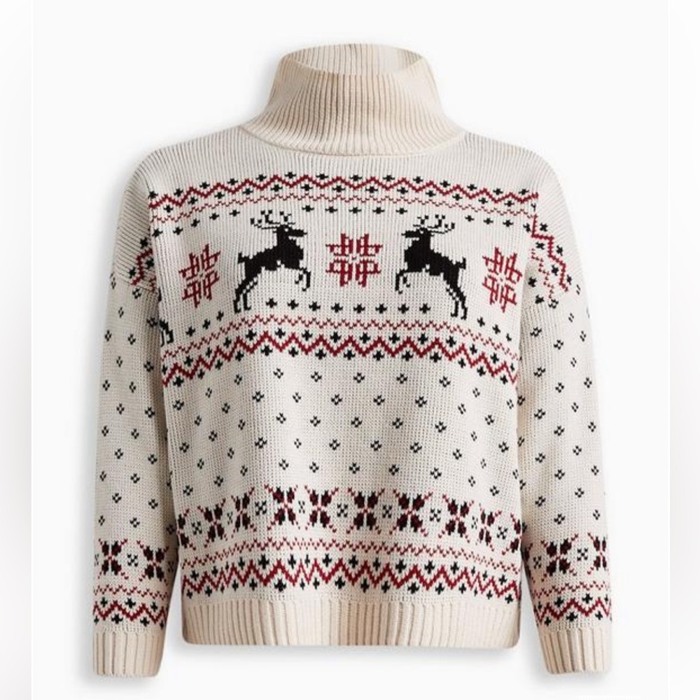 Torrid Chunky Pullover Mock Neck Holiday Sweater size 1/2